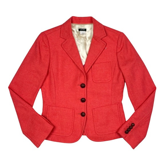 J. Crew Jackets & Blazers - J Crew Wool Blazer Jacket Womens Size 2 Pink Salmon 3 Button Career Casual 70309
